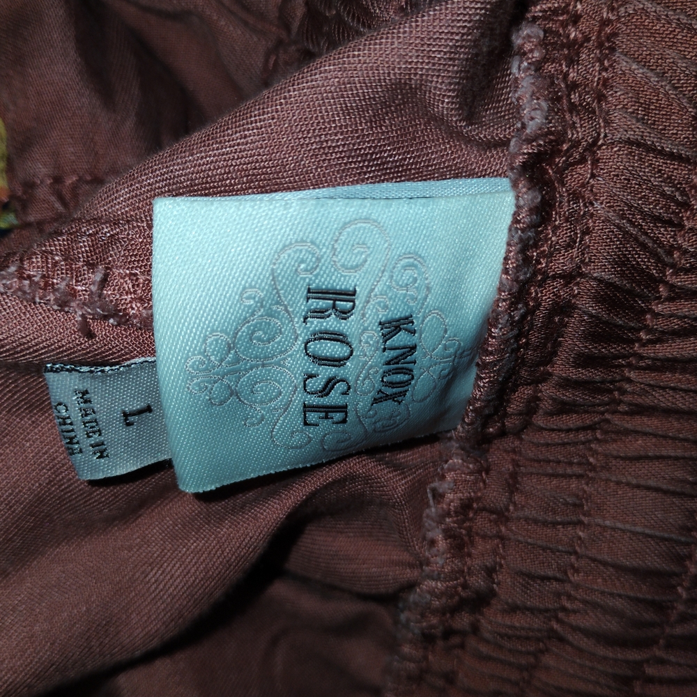Knox Rose Paprika Red Side Patchwork Striped Relaxed Joggers 100% Lyocell SZ L - Picture 3 of 6